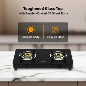 V-Guard VGD 260 PL Glass Manual Gas Stove (2 Burners)