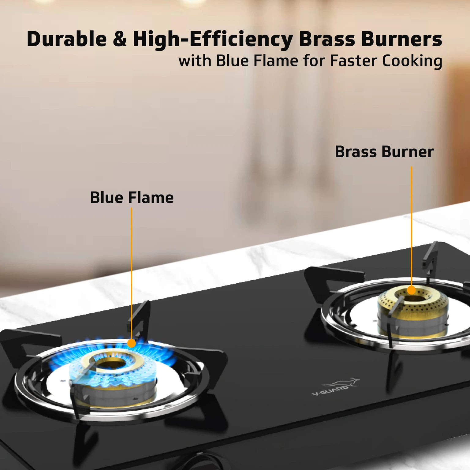 V-Guard VGD 260 PL Glass Manual Gas Stove (2 Burners) - Image 4